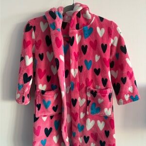 Hatley Pink Heart Pattern Kids Robe